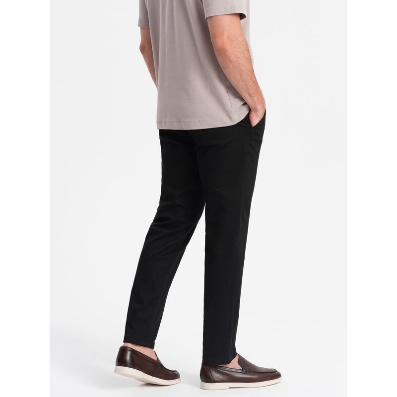 Ombre Clothing Chinos černé kalhoty klasického střihu s jemnou texturou V5 PACP-0190