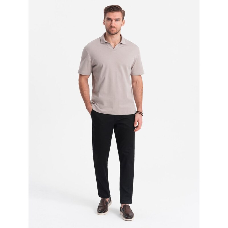 Ombre Clothing Chinos černé kalhoty klasického střihu s jemnou texturou V5 PACP-0190