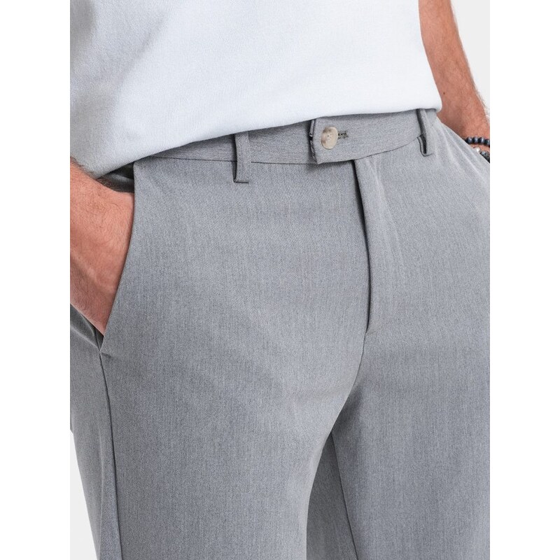 Ombre Clothing Elegantní šedé chinos kalhoty klasického střihu V1 PACP-0191
