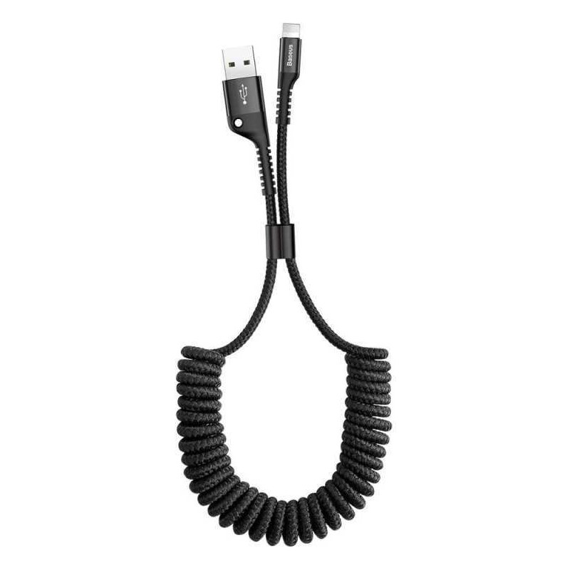 Datový kabel Baseus Fish Eye Spring USB / Lightning 1M 2A černý (CALSR-01)