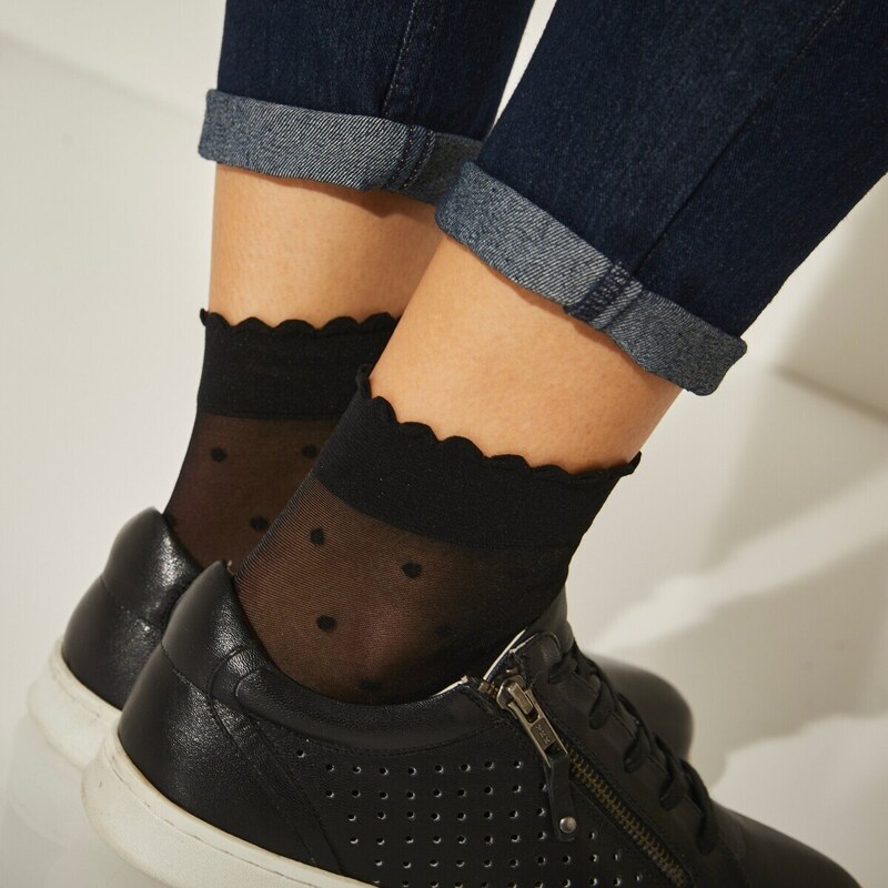 Blancheporte Sada 2 párů ponožek s výšivkou černá