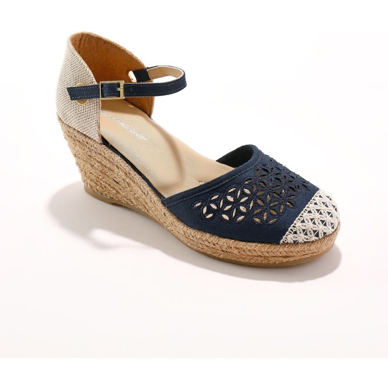 Blancheporte Macramé espadrilky na klínku nám. modrá 88660353