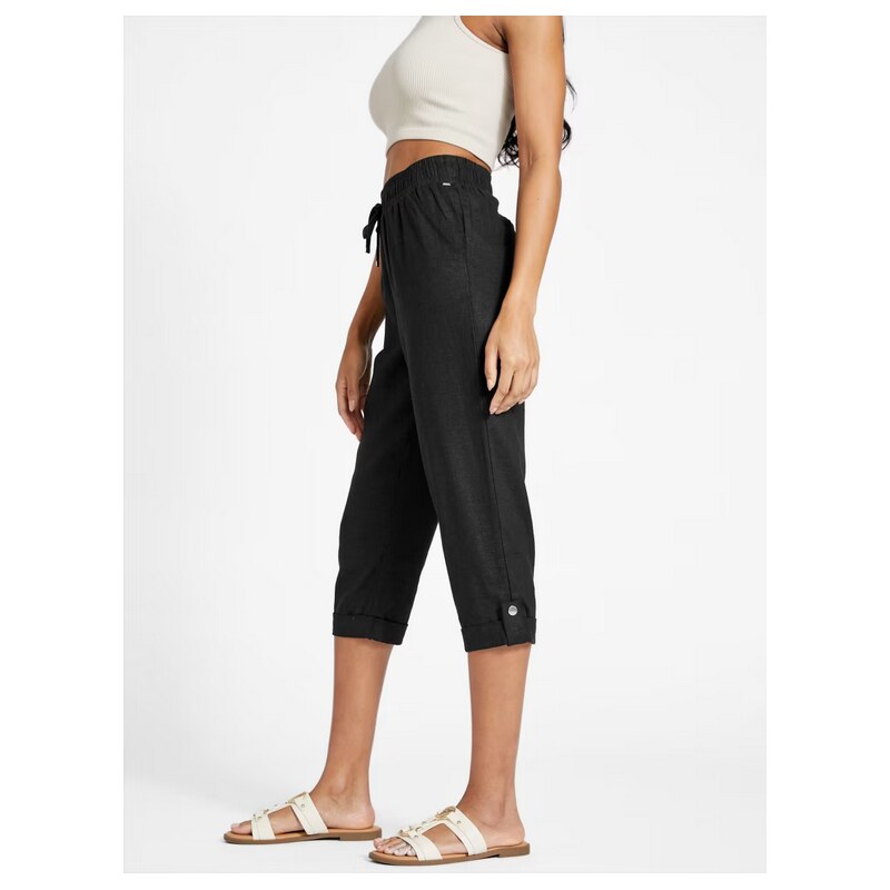 GUESS dámské lněné capri kalhoty Charlotte černé XL