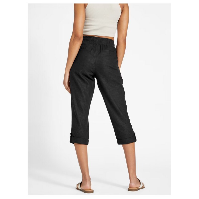 GUESS dámské lněné capri kalhoty Charlotte černé XL