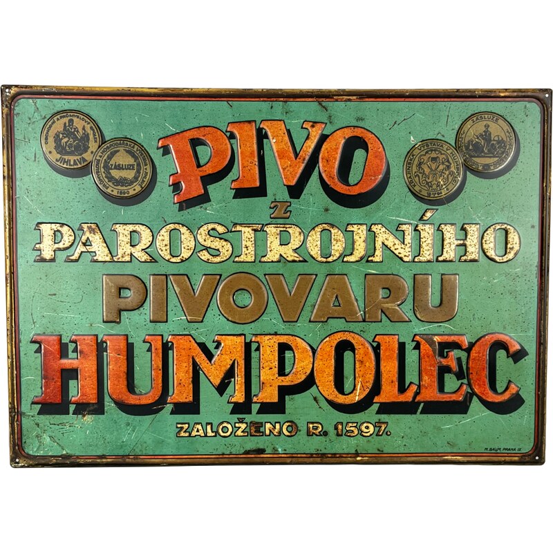 Bernard Plechová cedule Pivo z Humpolce 50 cm x 35 cm