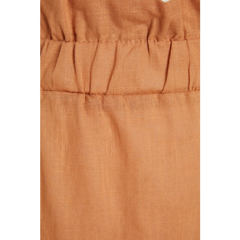 Kalhoty Trendyol Camel tkané ze 100% bavlny