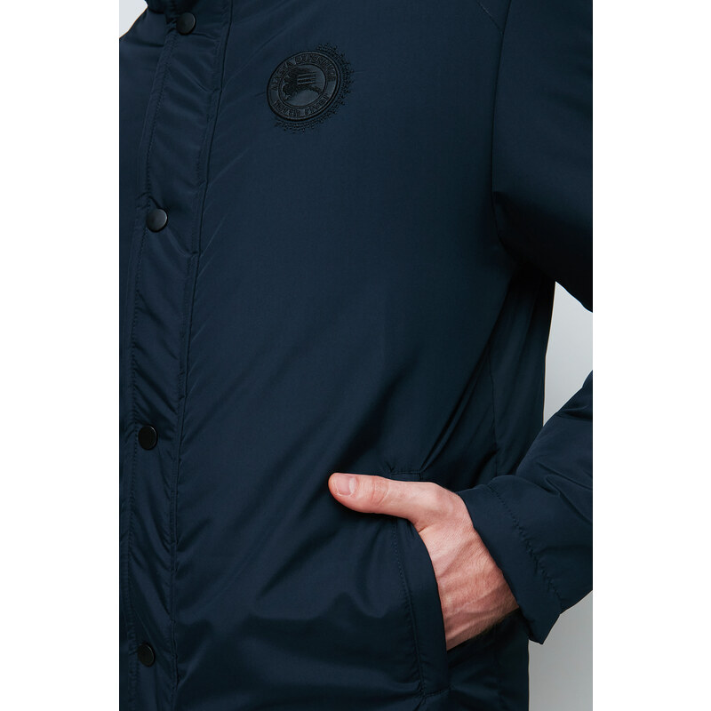 River Club Men's Navy Blue Camouflage Hooded Water And Windproof Winter Coat & Parka