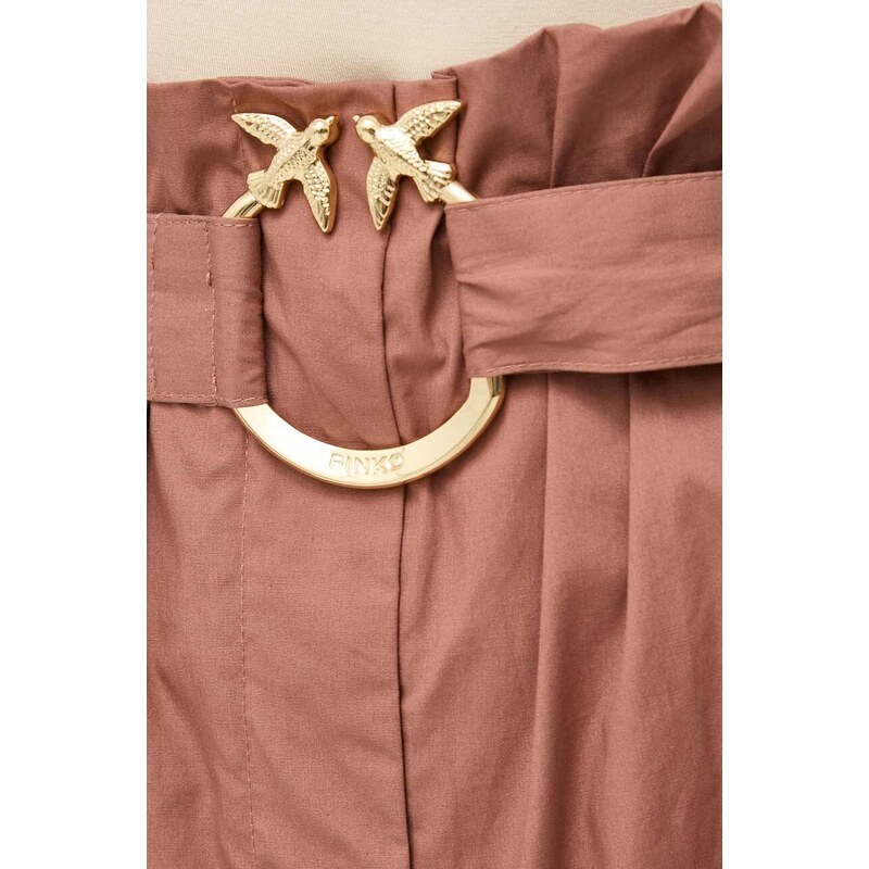 Bavlněné kalhoty Pinko hnědá barva, střih culottes, high waist, 103006.A1N3