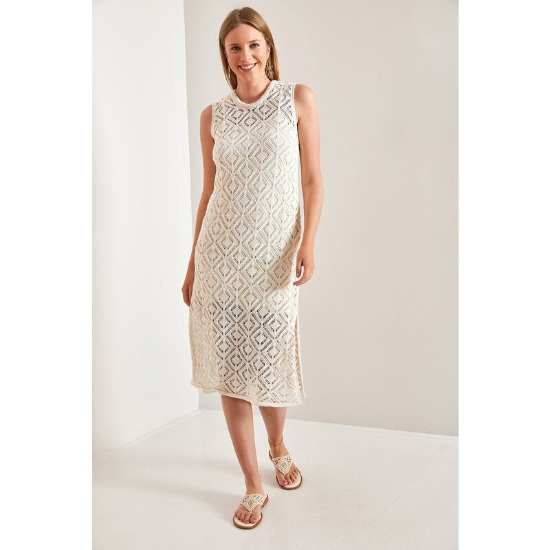 Bianco Lucci Women's Square Patterned Sweater Dress