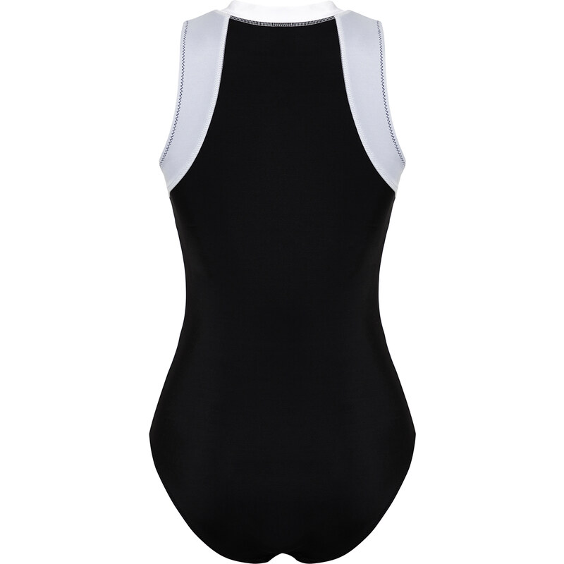 Trendyol Black Barter Neck Zippered Hipster Swimsuit