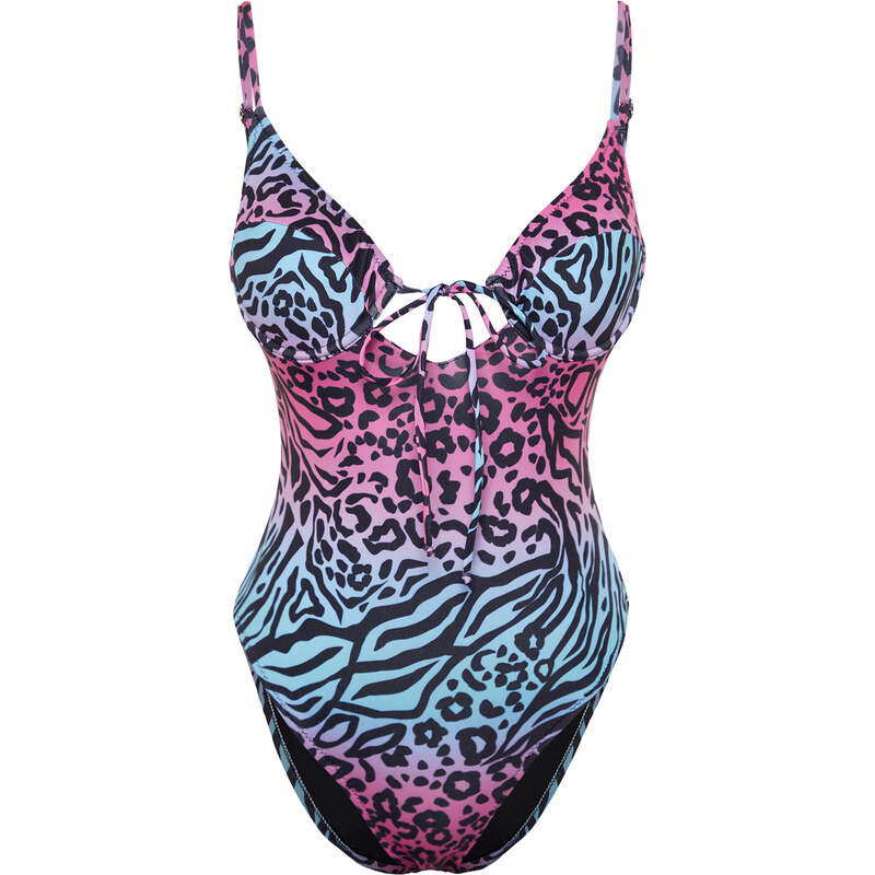 Trendyol Animal Pattern Balcony Tie Regular Swimsuit