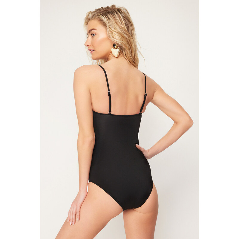 Trendyol Black Strapless Recovery Regular Swimsuit