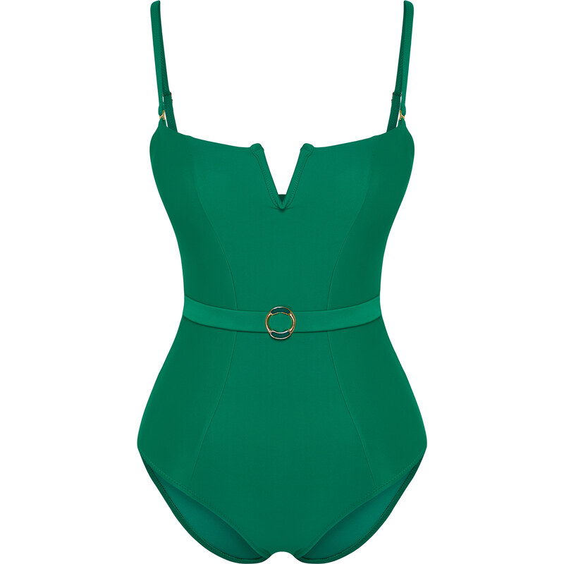 Trendyol Green Belted Strapless Regular Swimsuit
