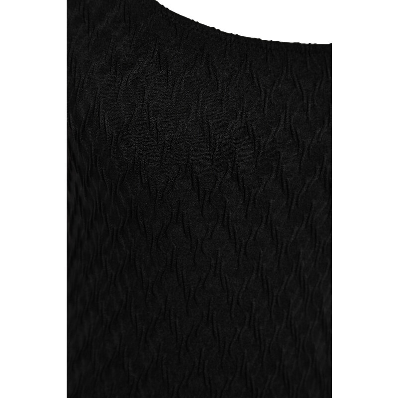 Trendyol Black Square Neck Regular Textured Swimsuit