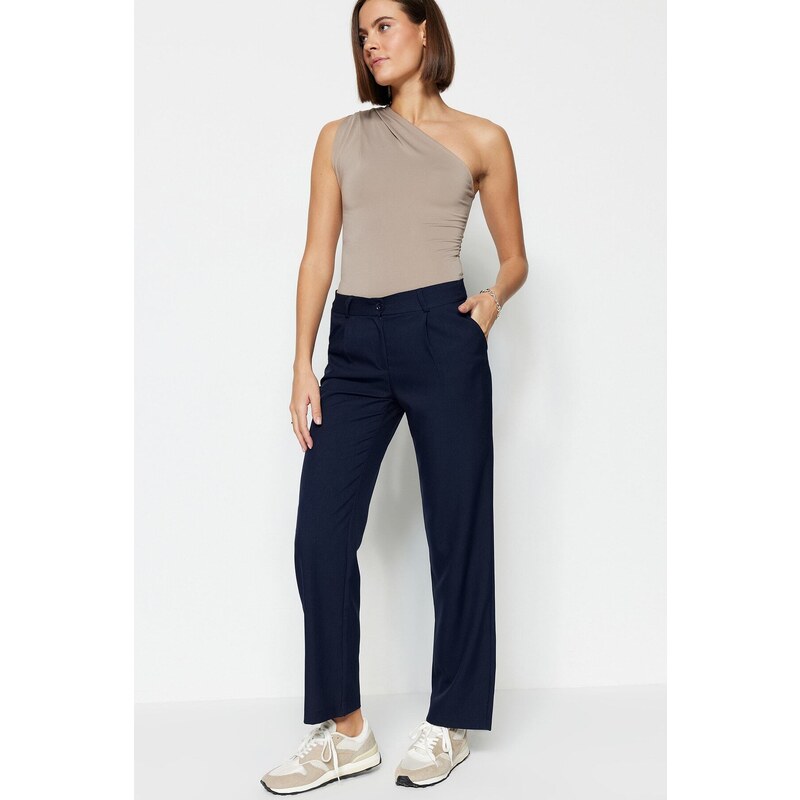 Trendyol Navy Blue Straight Cut Tkané kalhoty 107057514