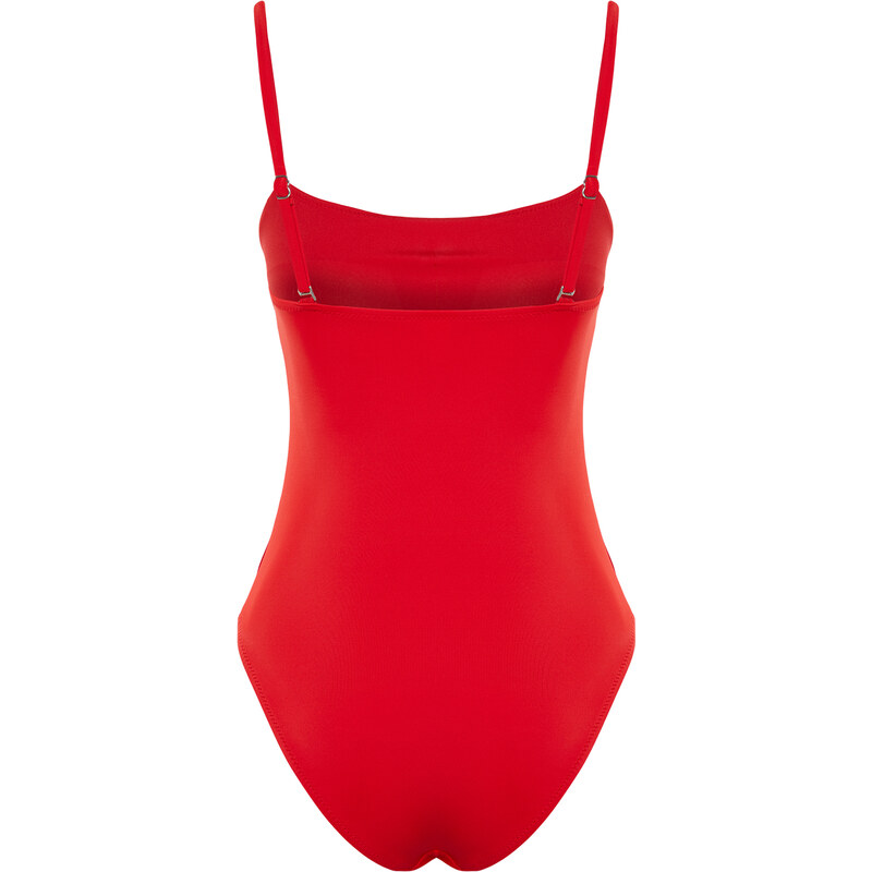 Trendyol Red Square Collar Regular Swimsuit