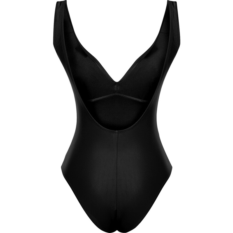 Trendyol Black V-Neck Knotted Regular Swimsuit