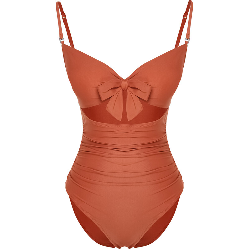 Trendyol Tile Strapless Cut Out/Windowed Hipster Swimsuit