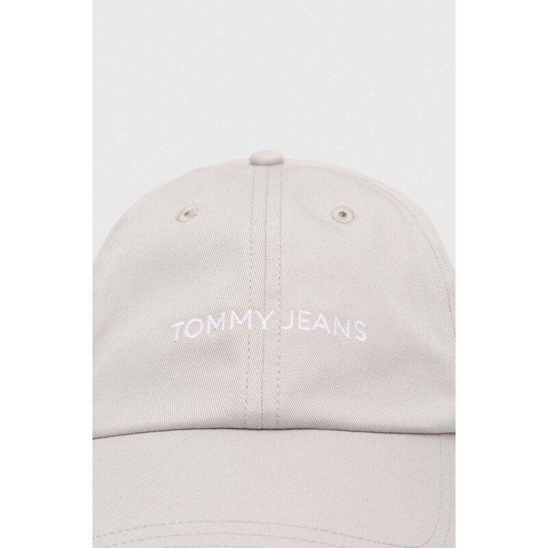 Bavlněná baseballová čepice Tommy Jeans šedá barva