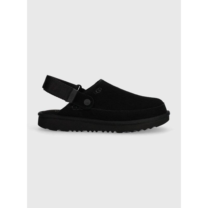 Dětské semišové papuče UGG GOLDENSTAR CLOG černá barva
