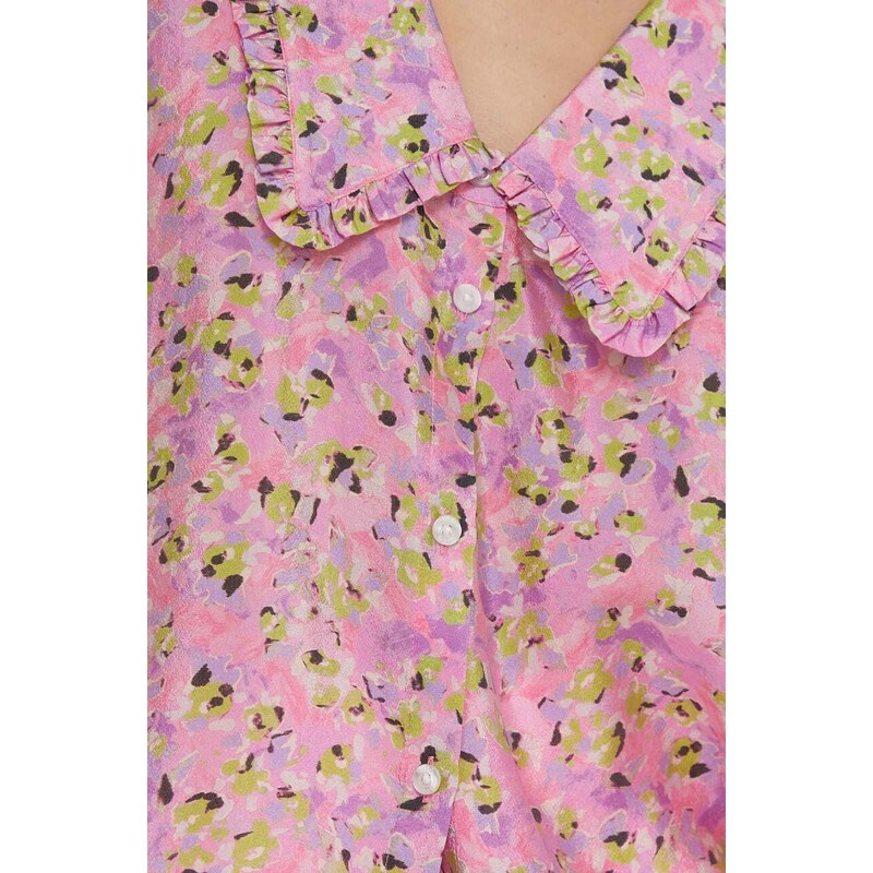 Košile HUGO dámská, růžová barva, regular, s klasickým límcem