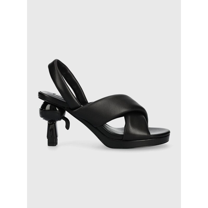 Kožené sandály Karl Lagerfeld IKON HEEL černá barva, KL39024