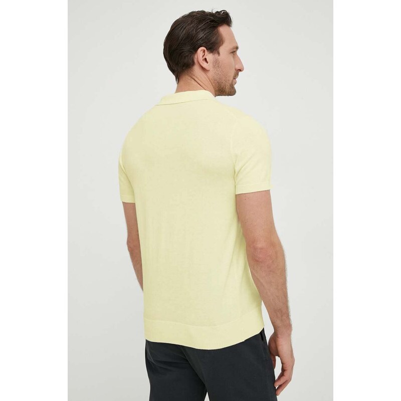 Polo triko s příměsí hedvábí Guess CREE žlutá barva, M4GR07 Z3DN1
