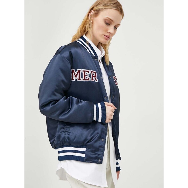 Bomber bunda Mercer Amsterdam Mercer Varsity tmavomodrá barva, zimní, ME0484204953