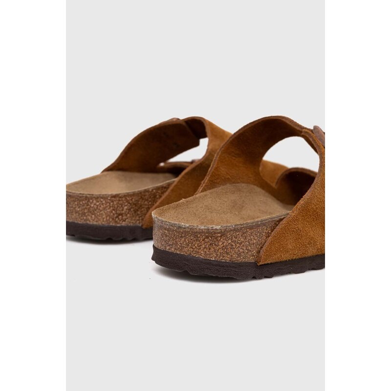 Semišové pantofle Birkenstock Arizona dámské, hnědá barva, 1027162