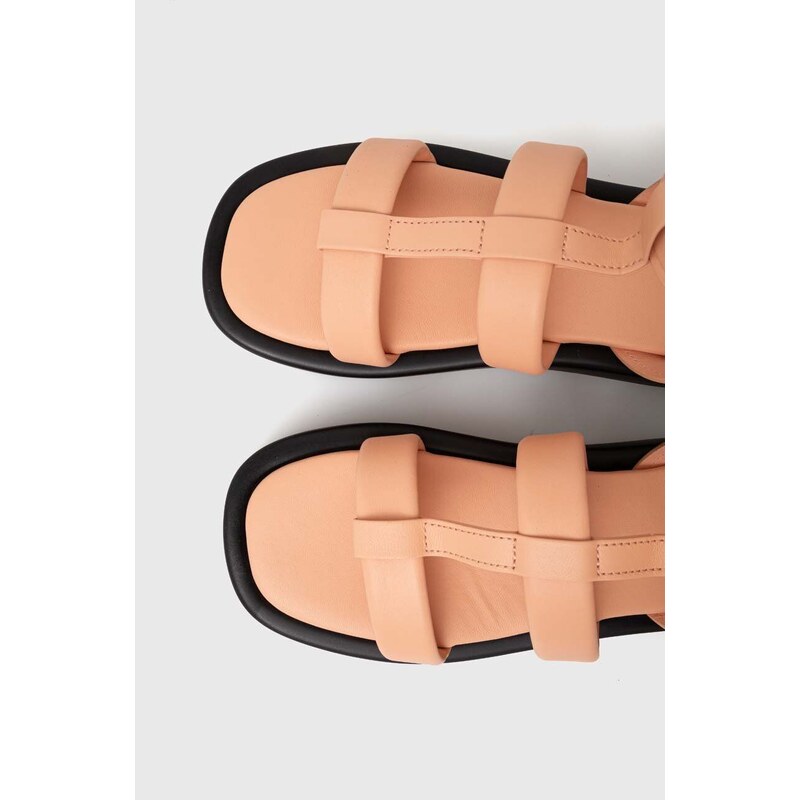 Kožené sandály BOSS Scarlet dámské, oranžová barva, na platformě, 50516435