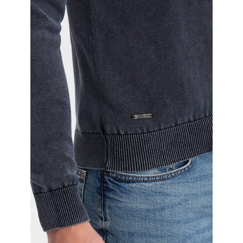 Ombre Clothing Pánský svetr s výstřihem do V v granátové barvě V2 SWOS-0108