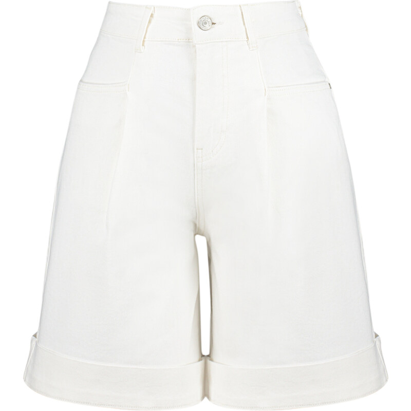 Trendyol Beige Stitch Detail High Waist Denim Shorts & Bermuda