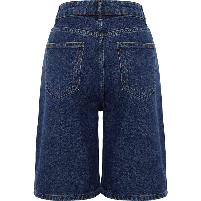 Trendyol Blue High Waist Denim Shorts & Bermuda