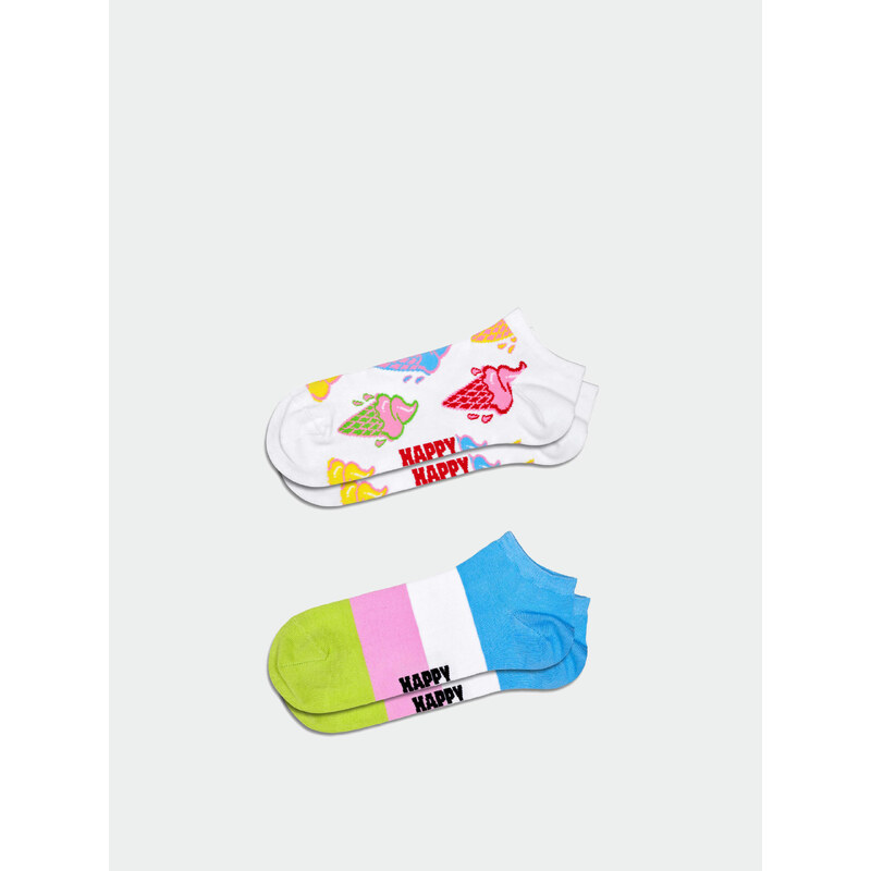 Happy Socks 2-Pack Ice Cream & Stripe Low (white)bílá