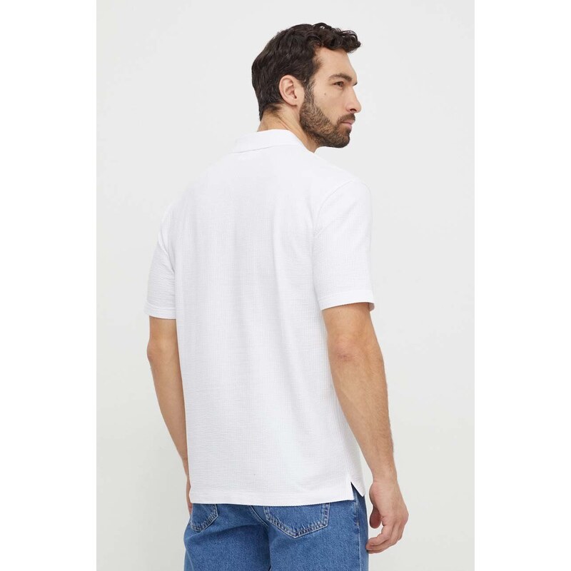 Polo tričko Calvin Klein Jeans bílá barva, s aplikací