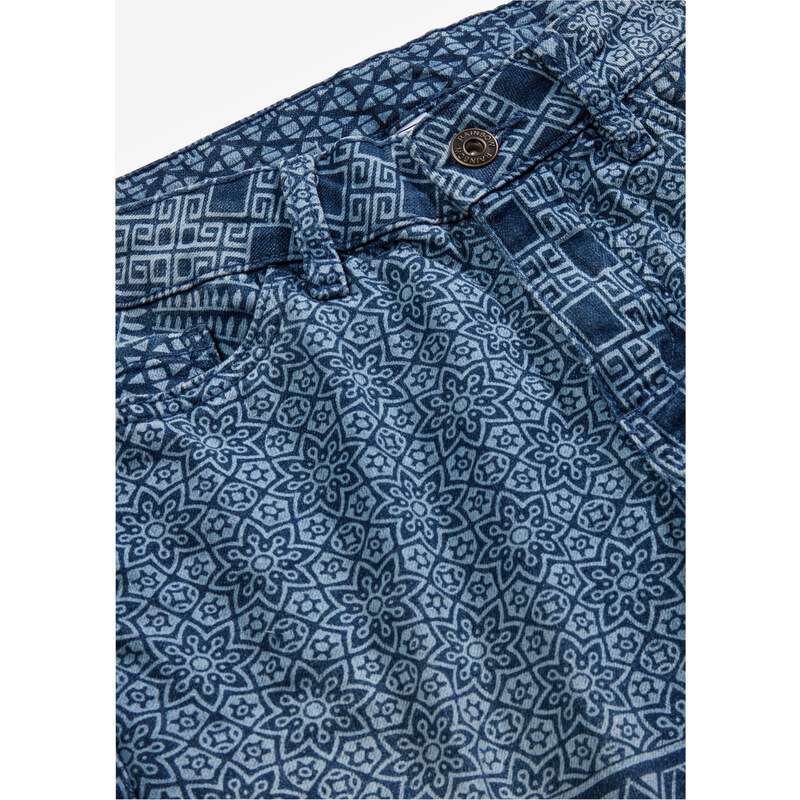 bonprix Zvonové džíny s různými vzory Modrá
