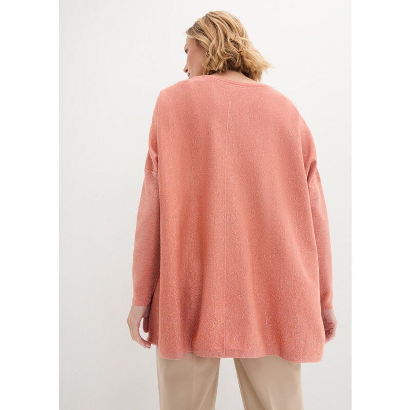 bonprix Oversized svetr s lurexovým vláknem Oranžová
