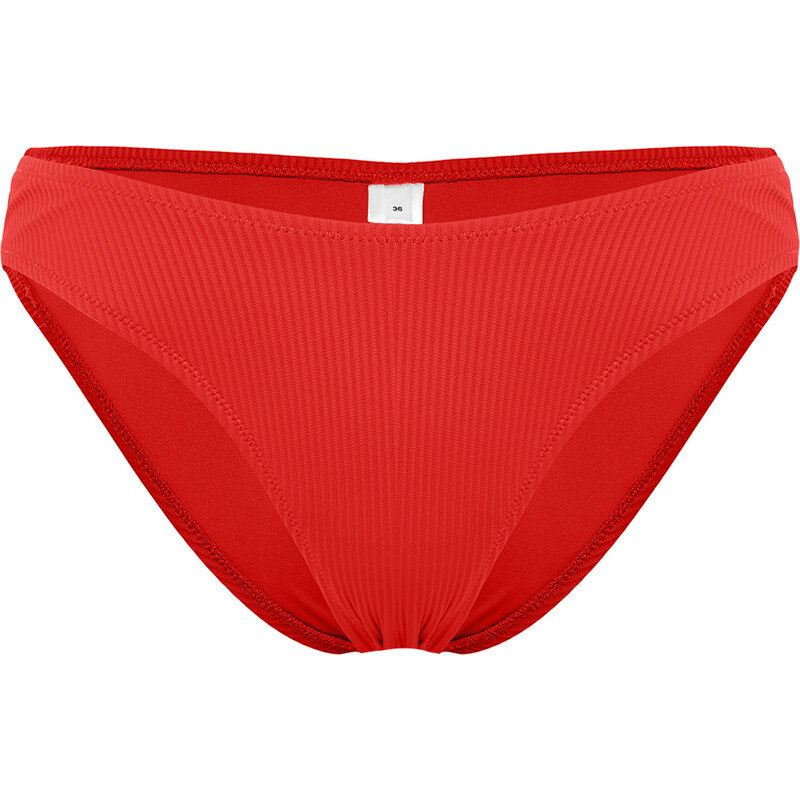 Trendyol Red Textured Regular Bikini Bottom