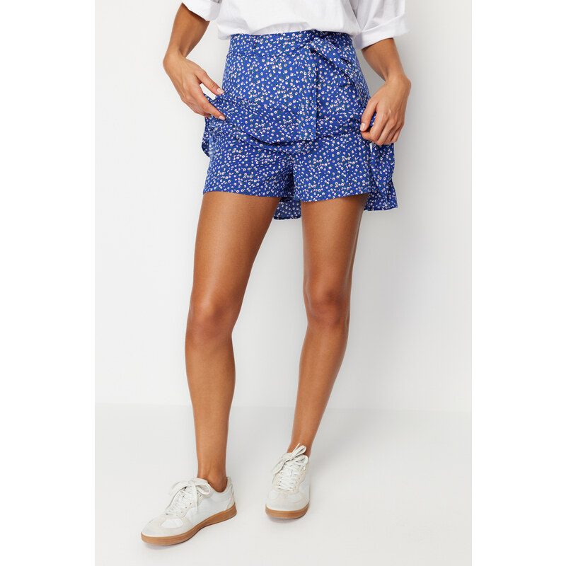 Trendyol Multicolored Floral Pattern Viscose Woven Shorts Skirt
