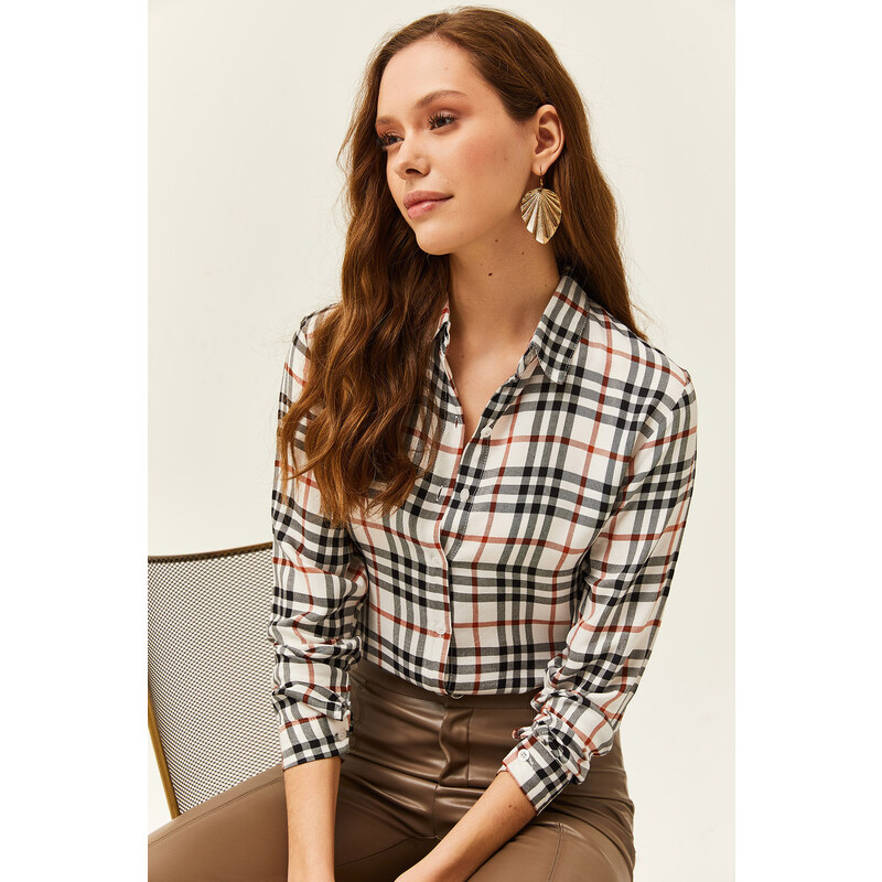 Olalook Women's Black Red Plaid Belmando Woven Shirt