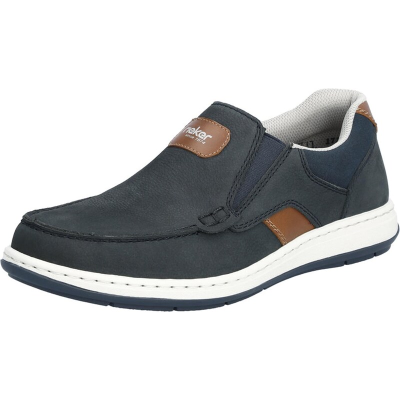Rieker Slip on boty marine modrá / hnědá / bílá
