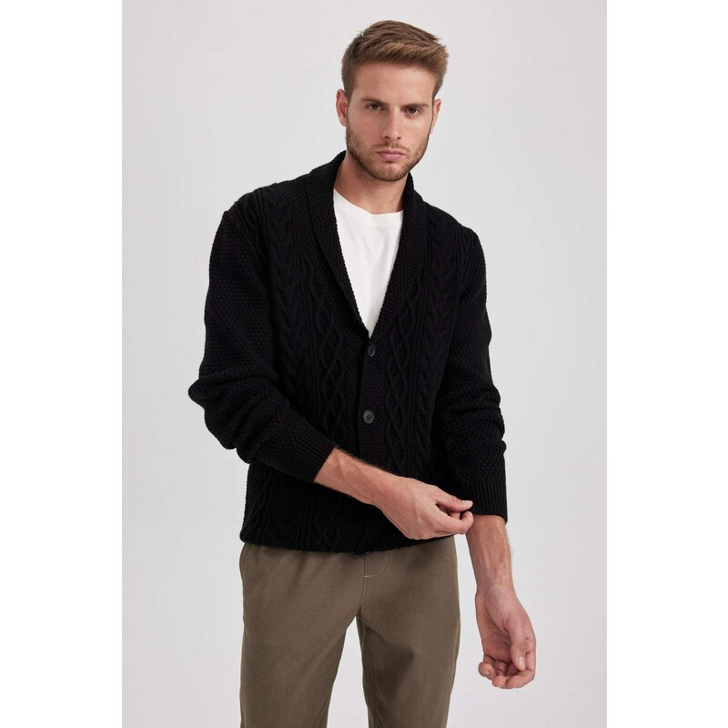 DEFACTO Standard Fit Shawl Collar Knitwear Cardigan