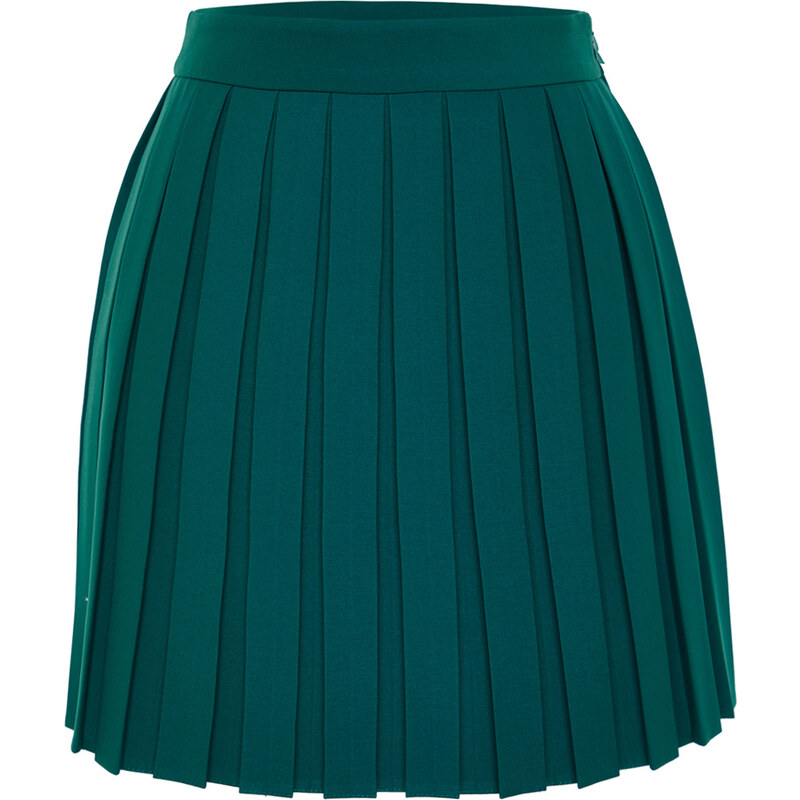 Trendyol Emerald Green Pleated Mini Woven Skirt Skirt