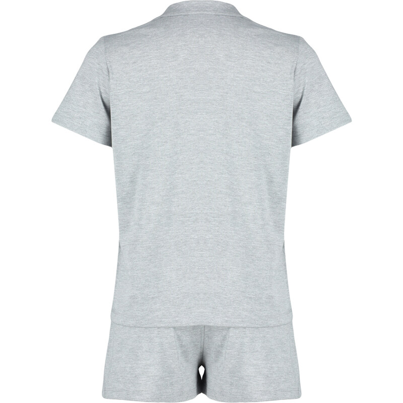 Trendyol Gray Cotton Animal Print Knitted Pajamas Set