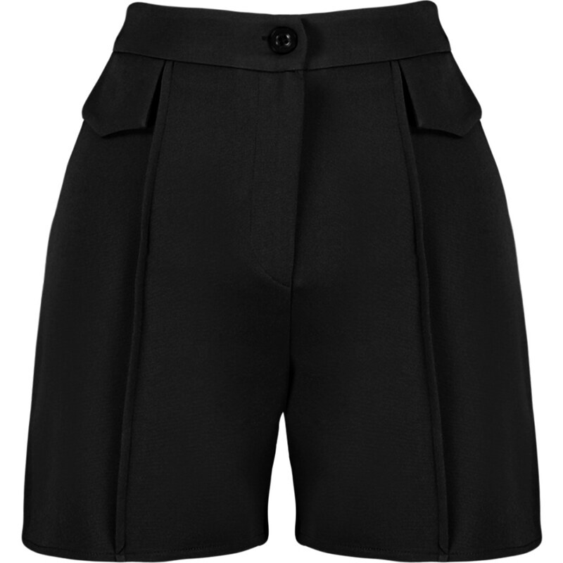 Trendyol Black Pocket Cap Rib Detail Woven Shorts