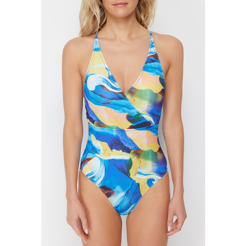 Trendyol Abstract Patterned Double Breasted Regular Swimsuit