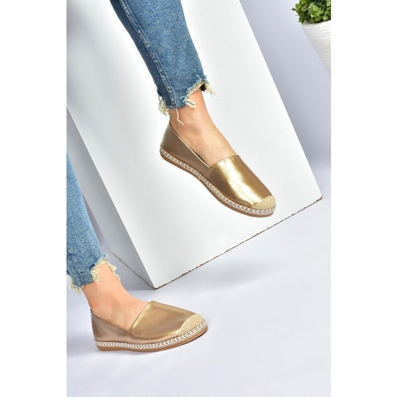 Fox Shoes Patent Leather Gold Casual Women's Shoes