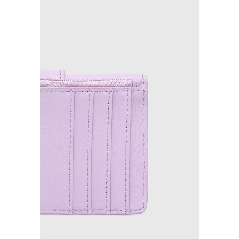 Kožená peněženka Twinset fialová barva