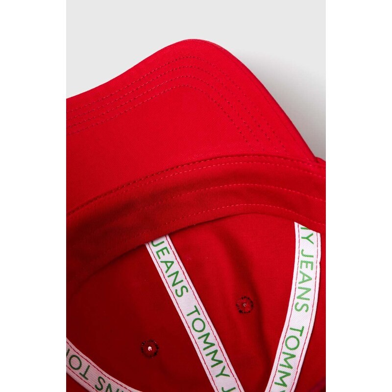 Bavlněná baseballová čepice Tommy Jeans červená barva