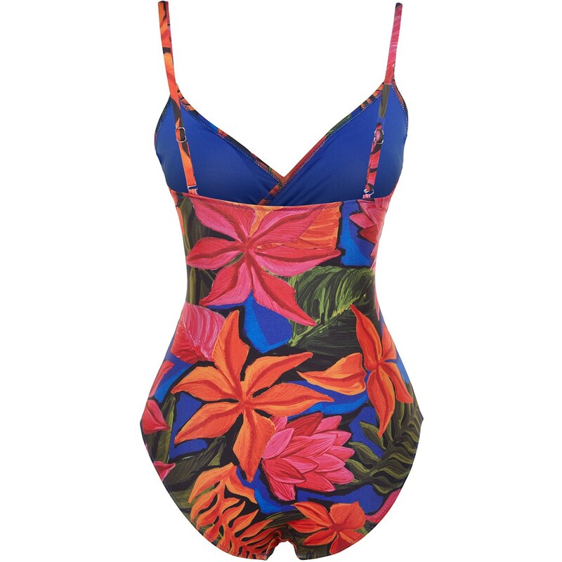 Trendyol Floral Patterned Double Breasted Tied Regular Swimsuit